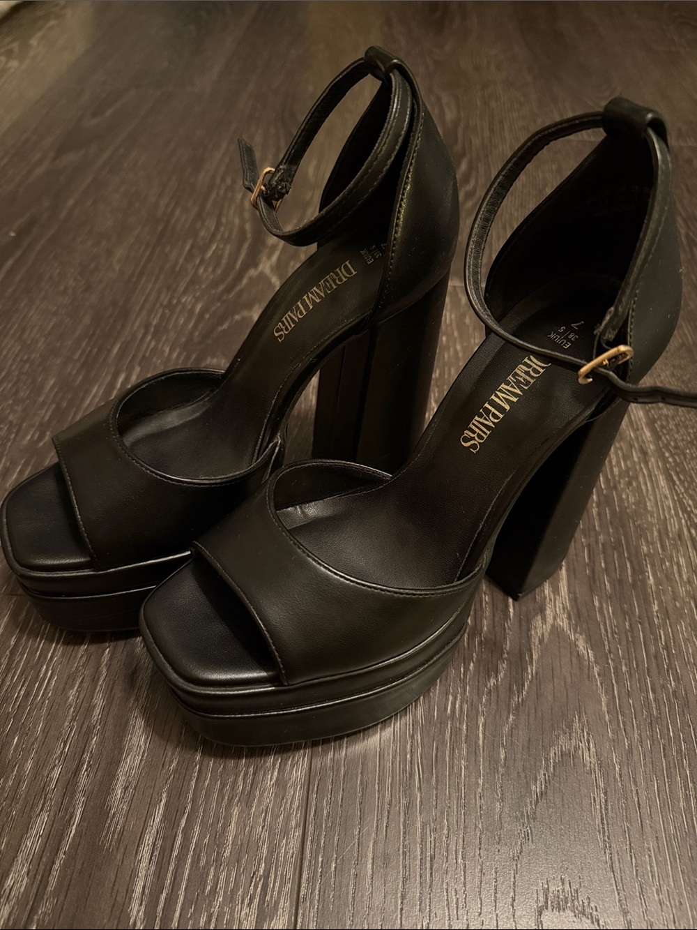 Dream Pairs Black Platform Ankle-Strap Block Heel Sandals